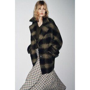ZARA CHECK WOOL BLEND COAT ZW COLLECTION LIMITED EDITION